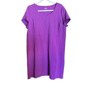 Duluth Trading Co Midi Dress Womens XXL Multicolor Stripe Hidden Zipper Stretch